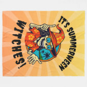 Summerween Witch Skeleton in Tropical Witch Hat Fleece Deken (Voorkant (Horizontaal))