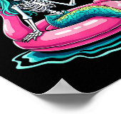 Summerween Zeemeermin Skelet Strand Flamingo Hallo Poster (Hoek)