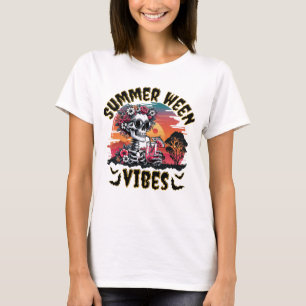 Summerween Zonsondergang Bloemenskelet Watermeloen T-shirt