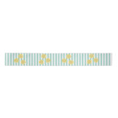 Summery Aqua Stripe & Lemon Slicten - kan tekst to Satijnen Lint (Voorkant)