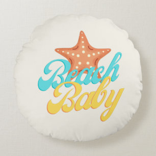Summery Beach Baby Word Art Rond Kussen