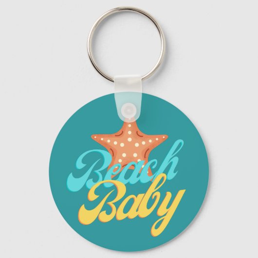 Summery Beach Baby Word Art Sleutelhanger (Voorkant)