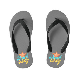 Summery Beach Baby Word Art Toddler Teenslippers