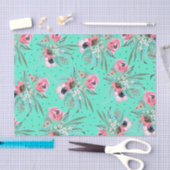 Summery bloemmotief - Blauwgroen tissuepapier (Craft)