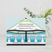 Summery Blue en Green Umbrella Invitation Kaart (Staand voorkant)