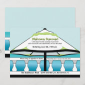Summery Blue en Green Umbrella Invitation Kaart (Voorkant / Achterkant)