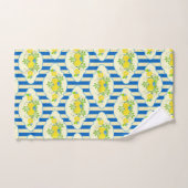 Summery Blue en Yellow Lemons Floral Patronen Bad Handdoek (Handdoek)