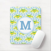 Summery Blue en Yellow Lemons Floral Pattern Muismat (Met muis)