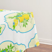 Summery Blue en Yellow Lemons Floral Pattern Tafelkleed (Voorbeeld)