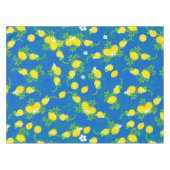 Summery Blue en Yellow Lemons Floral Pattern Tafelkleed (Voorkant (Horizontaal))