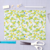 Summery Blue en Yellow Lemons Floral Pattern Tissuepapier (Craft)