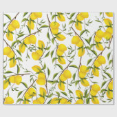 Summery Citrus Lemon Tree Branches Cadeaupapier (Vlak)