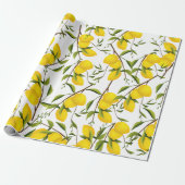 Summery Citrus Lemon Tree Branches Cadeaupapier (Uitgerold)