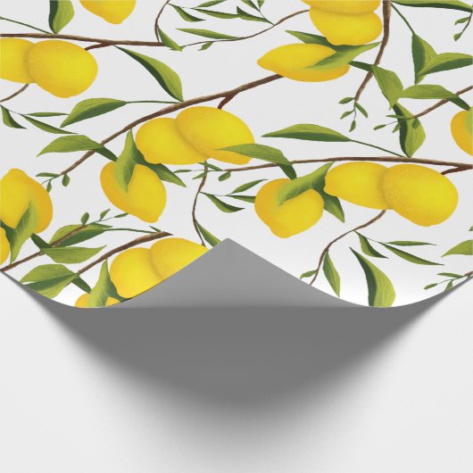 Summery Citrus Lemon Tree Branches Cadeaupapier (Hoek)