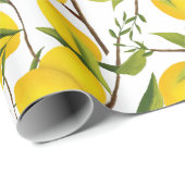 Summery Citrus Lemon Tree Branches Cadeaupapier (Rol Hoek)