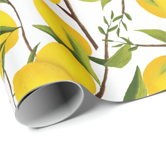 Summery Citrus Lemon Tree Branches Cadeaupapier (Rol Hoek)