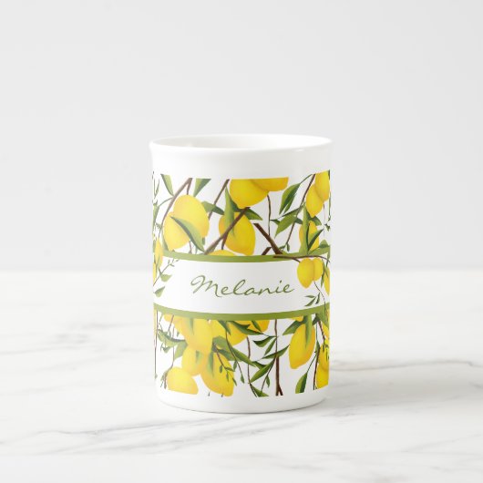 Summery Citrus Lemon Tree Branches Porselein Kop (Voorkant)