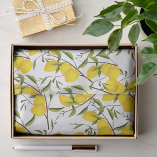 Summery Citrus Lemon Tree Branches Tissuepapier (Geschenk)