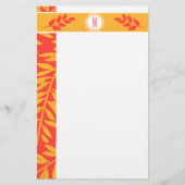 Summery Coral Oranje en Golden Yellow Monogram Briefpapier (Voorkant)