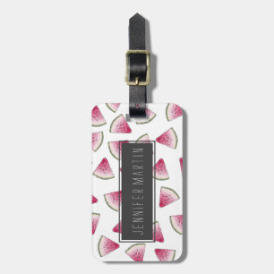 Summery Cute Waterverf Watermeloen Segmenten Patro Bagagelabel