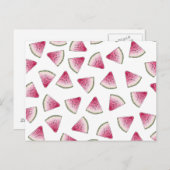 Summery Cute Waterverf Watermeloen Segmenten Patro Briefkaart (Voorkant / Achterkant)