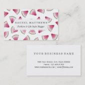 Summery Cute Waterverf Watermeloen Segmenten Patro Visitekaartje (Voorkant / Achterkant)