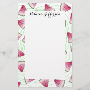 Summery Cute Waterverf Watermeloenen op groene wer Briefpapier