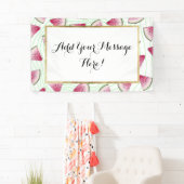 Summery Cute Waterverf Watermeloenen op groene wer Spandoek (Insitu)
