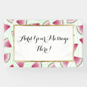 Summery Cute Waterverf Watermeloenen op groene wer Spandoek (Horizontaal)