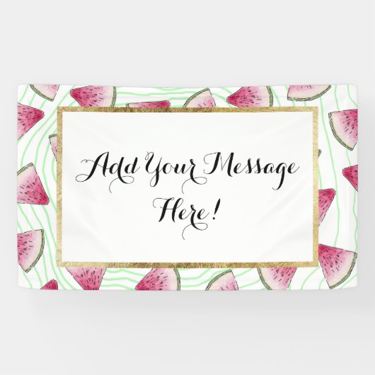 Summery Cute Waterverf Watermeloenen op groene wer Spandoek (Horizontaal)