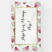 Summery Cute Waterverf Watermeloenen op groene wer Spandoek (Verticaal)