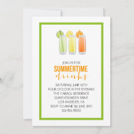 Summery Drink Party Invitation Kaart