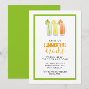 Summery Drink Party Invitation Kaart