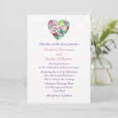 Summery Floral Heart in roze en groene bruiloft Kaart (Staand voorkant)