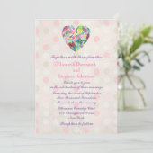Summery Floral Heart in roze en groene bruiloft Kaart (Staand voorkant)