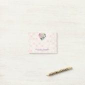 Summery Floral Heart in roze en groene bruiloft Post-it® Notes (Op bureau)