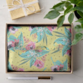 Summery Floral Pattern _ Geel Weefpapier Tissuepapier (Geschenk)