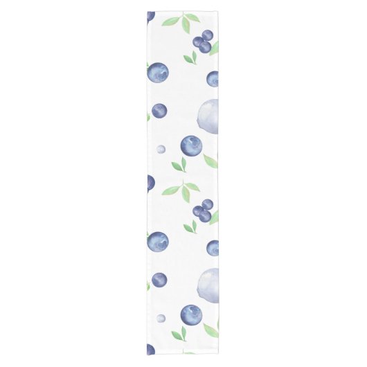 Summery Fresh Waterverf Blueberry Korte Tafelloper (Voorkant)