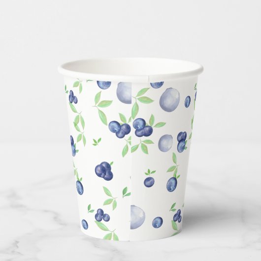 Summery Fresh Waterverf Blueberry Papieren Bekers (Rechts)
