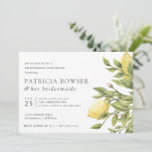 Summery lemons en bladeren Bridesmaid Luncheon Kaart (Staand voorkant)