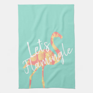Summery Let's Flamingle Pineapples Flamingo Theedoek