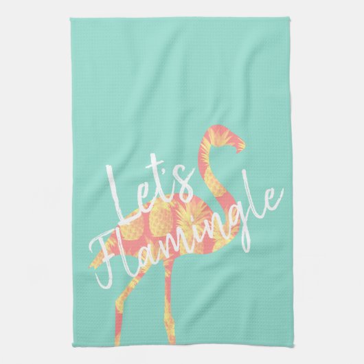 Summery Let's Flamingle Pineapples Flamingo Theedoek (Verticaal)