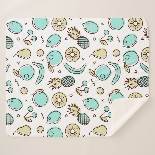 Summery Line Trekking van het fruitpatroon Sherpa Deken (Voorkant (horizontaal))