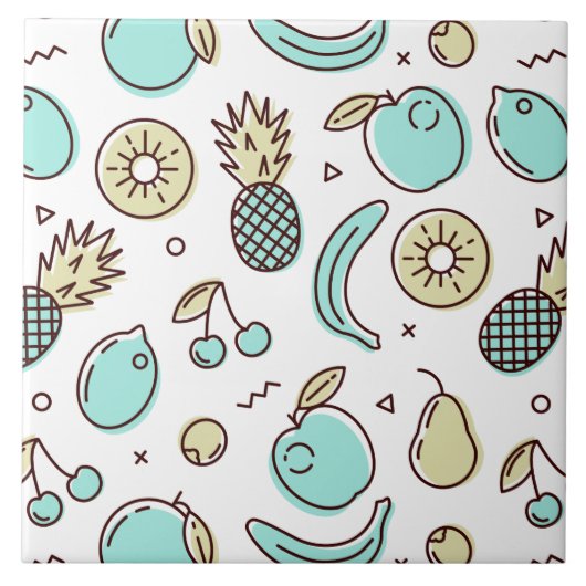 Summery Line Trekking van het fruitpatroon Tegeltje (Voorkant)