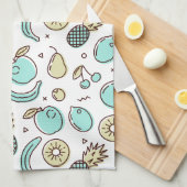 Summery Line Trekking van het fruitpatroon Theedoek (Quarter Fold)