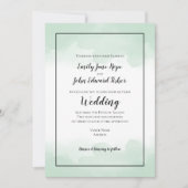 Summery Mint Green Waterverf Border Wedding Kaart (Voorkant)