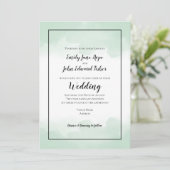 Summery Mint Green Waterverf Border Wedding Kaart (Staand voorkant)