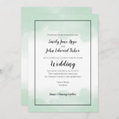 Summery Mint Green Waterverf Border Wedding Kaart (Voorkant / Achterkant)