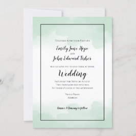 Summery Mint Green Waterverf Border Wedding Kaart