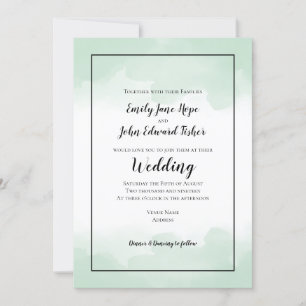Summery Mint Green Waterverf Border Wedding Kaart